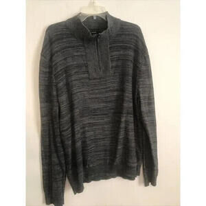 ALFANI Men’s Size XL Sweater 100% Cotton Gray Long Sleeve Quater Zip
